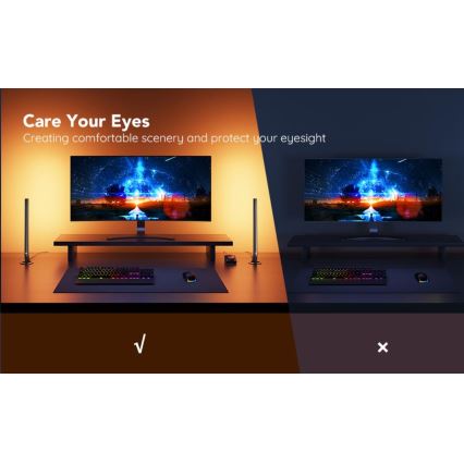 Govee - Set da 2 pannelli Smart Gaming Wi-Fi LED RGBIC + Smart Dual nero + telecomando
