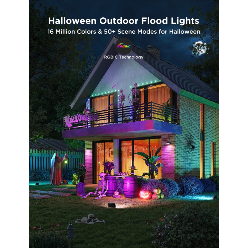 Govee - Set da 4 proiettori LED RGBICWW dimmerabili, 24W, 230V, IP66, Matter, Wi‑Fi