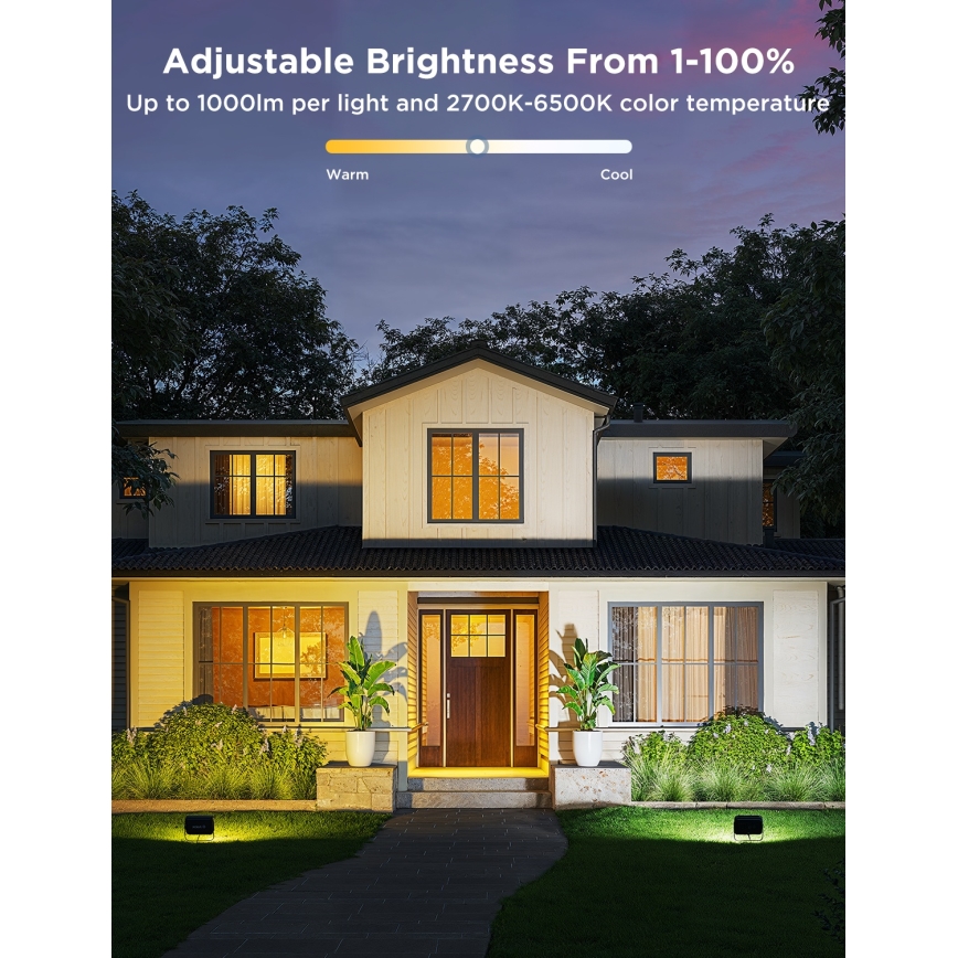 Govee - Set da 4 proiettori LED RGBICWW dimmerabili, 24W, 230V, IP66, Matter, Wi‑Fi