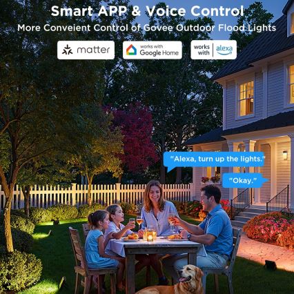 Govee - Set da 4 proiettori LED RGBICWW dimmerabili, 24W, 230V, IP66, Matter, Wi‑Fi