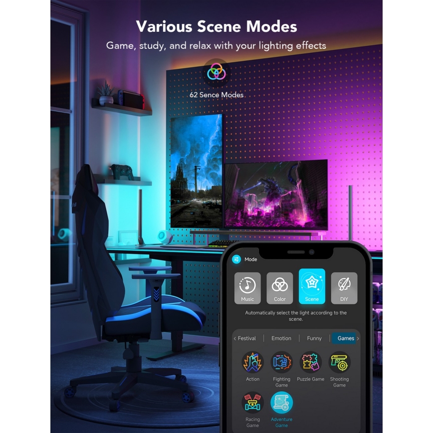 Govee - Smart Gaming WiFi Pannelli LED + Smart Dual controller Bianco Wi-Fi