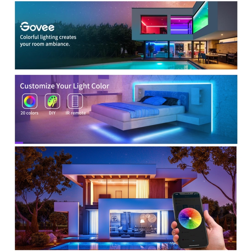 Govee - Striscia LED RGB dimmerabile SMART LED/36W/24V 10m Wi-Fi