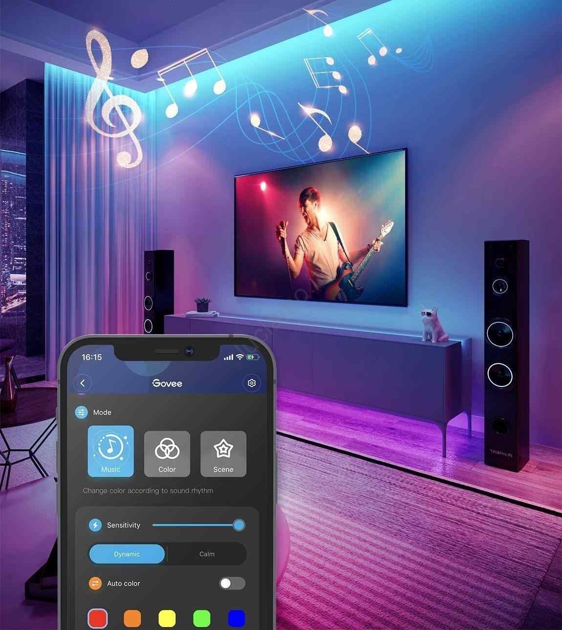 Govee RGBIC - Lampada da terra per soggiorno, WiFi con lampada a LED, funziona con Alexa, Google Assistant, musica Sync, 16 milioni di colori e 61 modalità di scena, lampada moderna per
