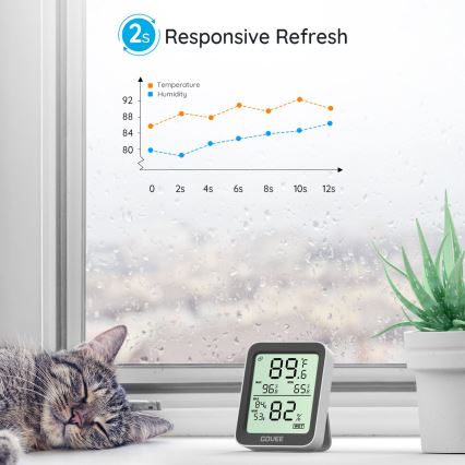 Govee - Termometro e igrometro con display, 2x batterie AAA