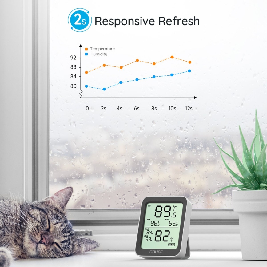 Govee - Termometro e igrometro con display, 2x batterie AAA