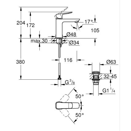 GROHE 1018332430 - Miscelatore per lavabo DICE M nero