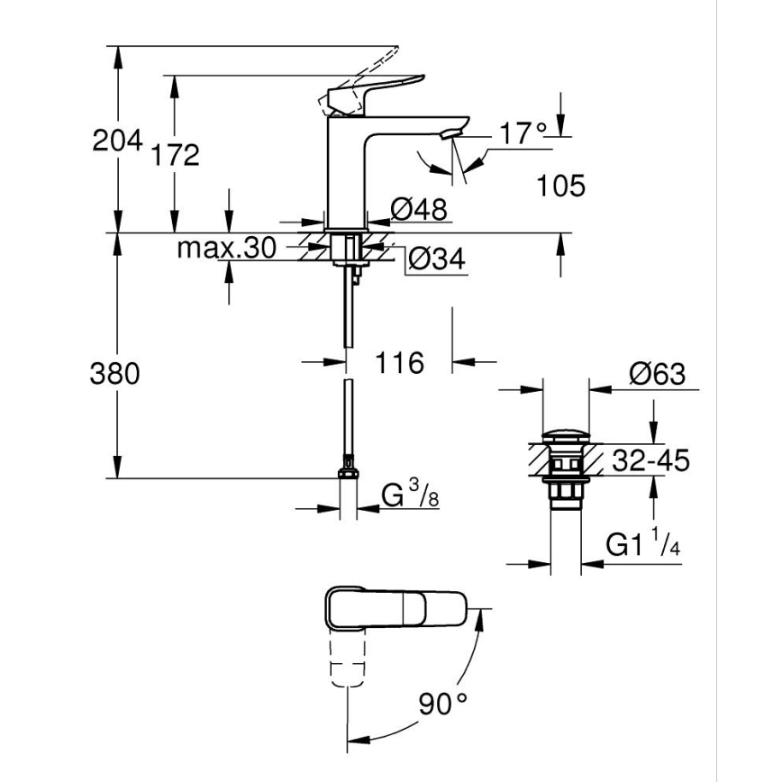 GROHE 1018360000 - Miscelatore per lavabo DICE M cromo lucido