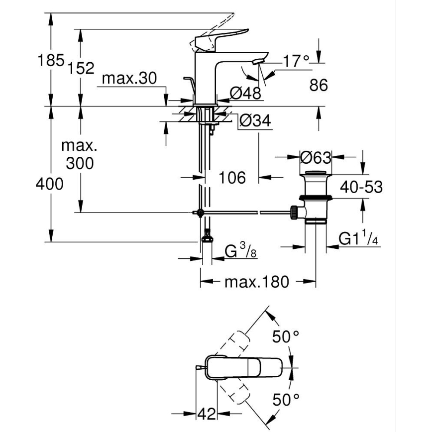 GROHE 1018560000 - Miscelatore per lavabo DICE S, cromo lucido