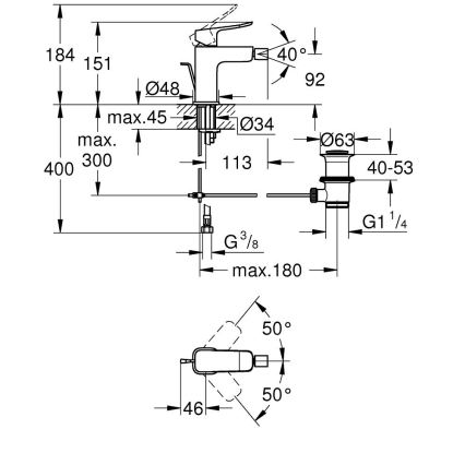 GROHE 1018770000 - Miscelatore per bidet DICE cromo lucido