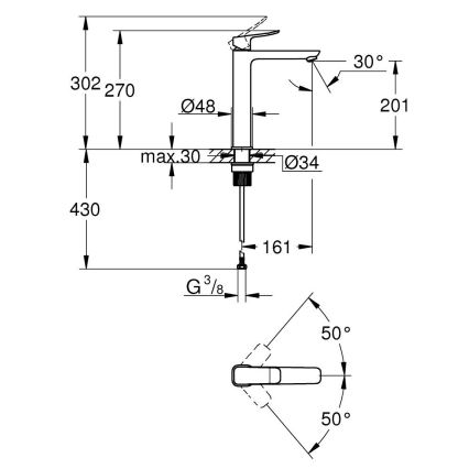 GROHE 1018922430 - Miscelatore per lavabo DICE XL nero