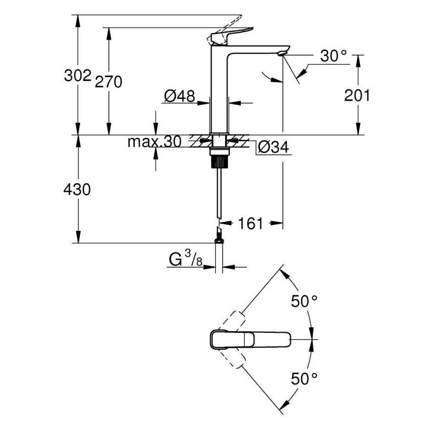 GROHE 1018922430 - Miscelatore per lavabo DICE XL nero