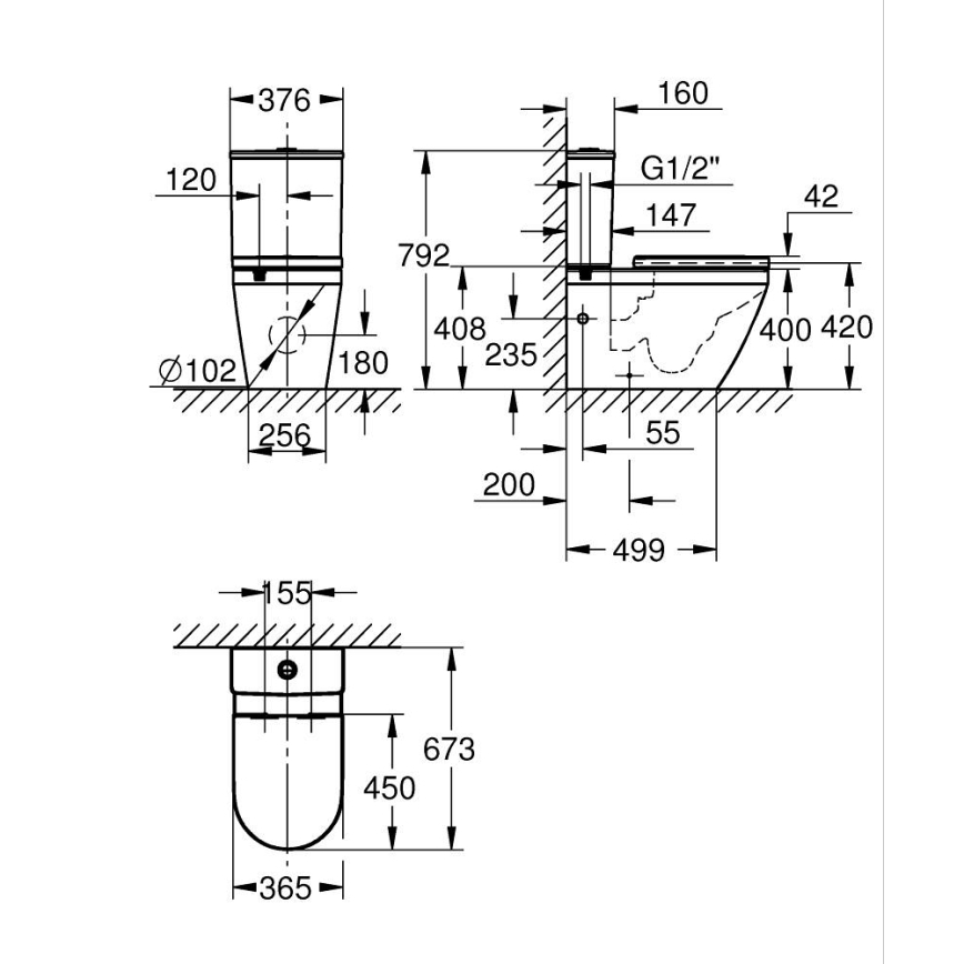 GROHE 102513SH00 - Set WC completo EURO CERAMIC 67,3 x 37,6 x 79,2 cm ceramica/bianco