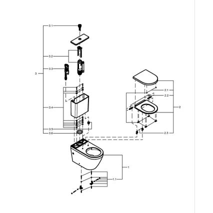 GROHE 102513SH00 - Set WC completo EURO CERAMIC 67,3 x 37,6 x 79,2 cm ceramica/bianco