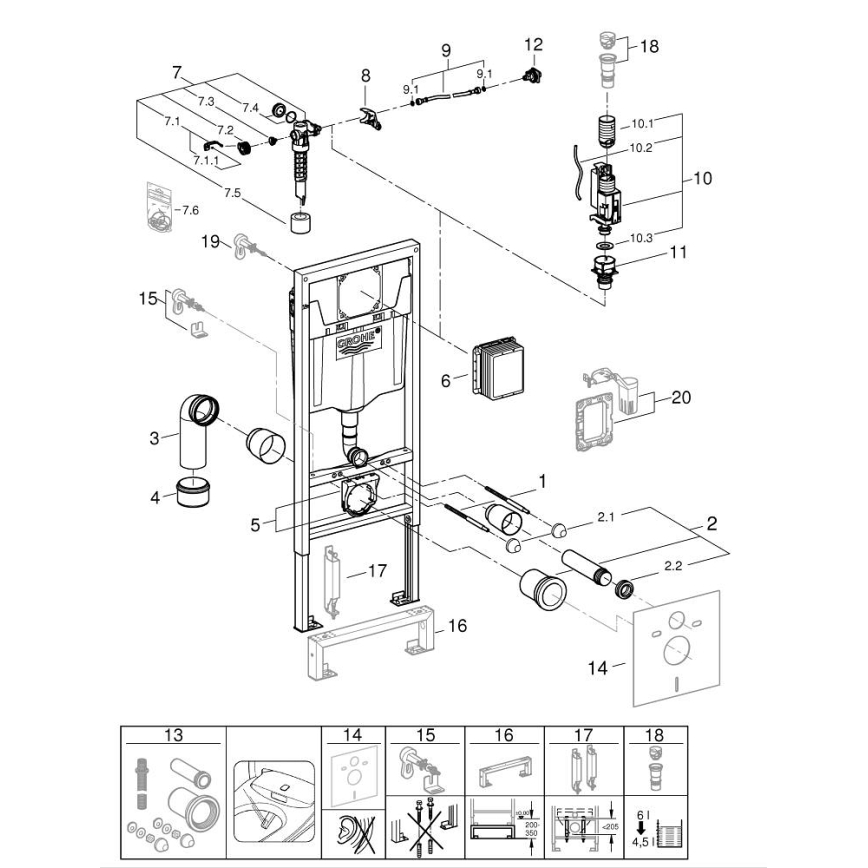 GROHE 103846SH00 - SOLIDO Set 5 in 1, 1,13 m, Ceramica/Bianco