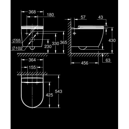 GROHE 103848SH00 - WC a parete START ROUND CERAMIC 368 × 543 mm durable bianco