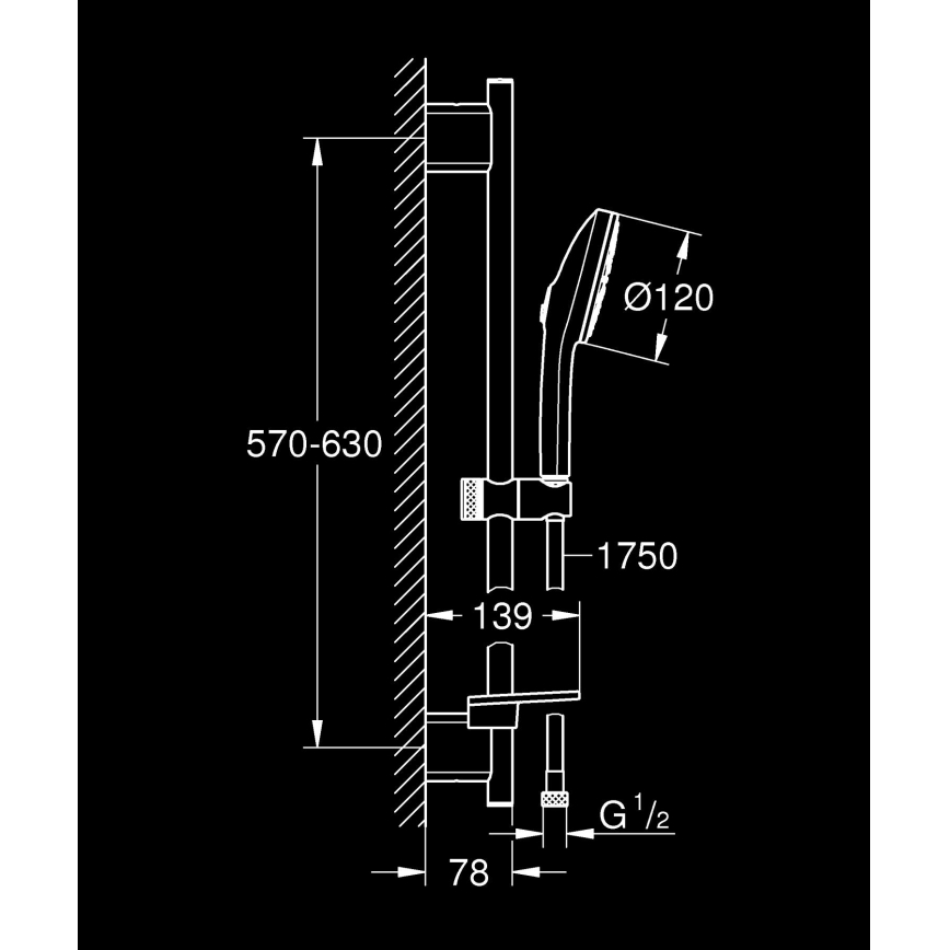 GROHE 1348662430 - Set doccia VITALIO JOY+ 120 mm nero