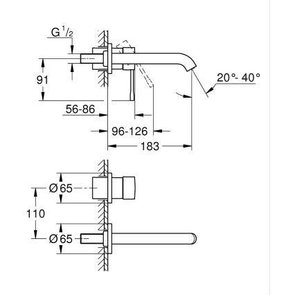 GROHE 19408DL1 - Miscelatore per lavabo a due fori ESSENCE 183 mm, finitura bronzo