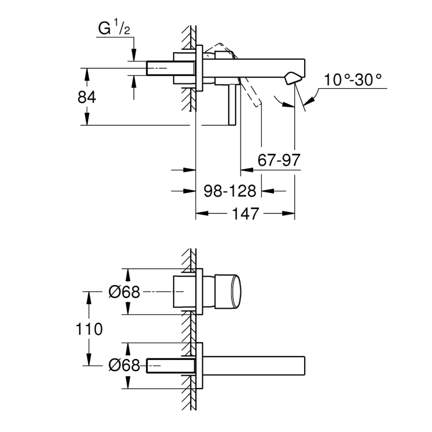 GROHE 19575001 - CONCETTO Miscelatore lavabo a due fori 147 mm, cromo lucido