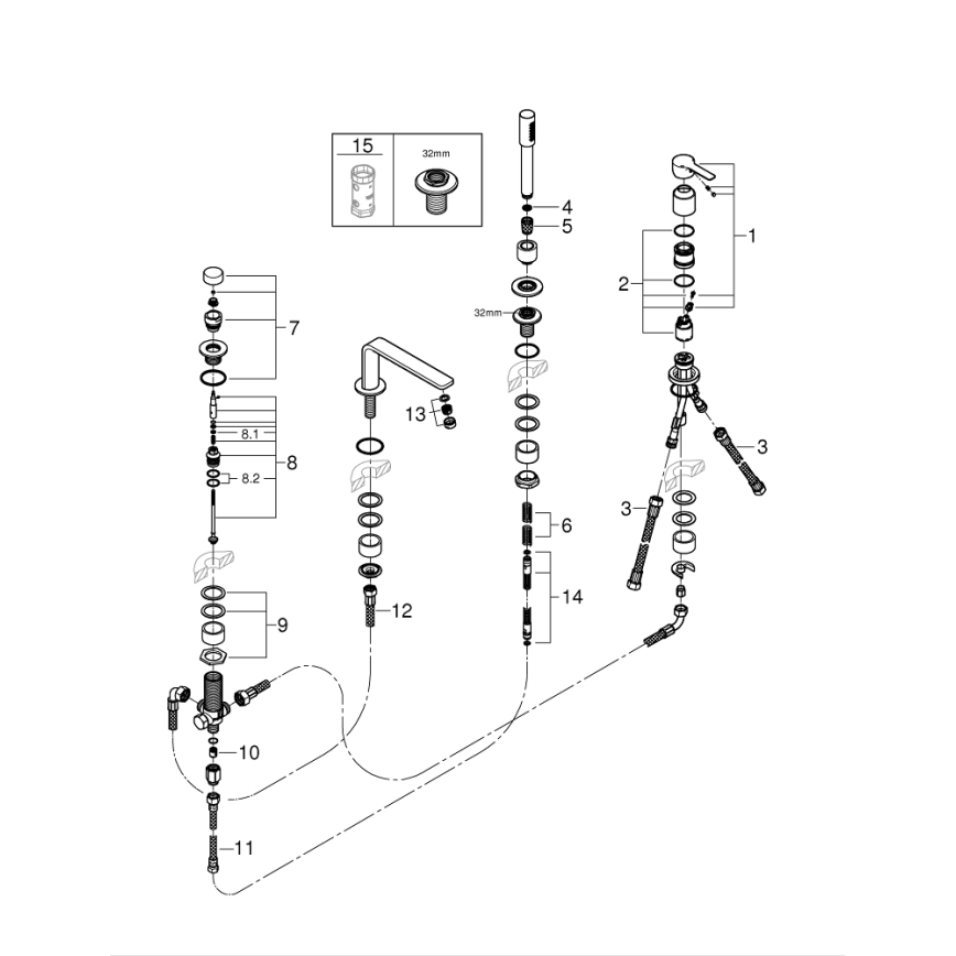 GROHE 19577001 - Gruppo vasca 4 fori LINEARE, cromo lucido