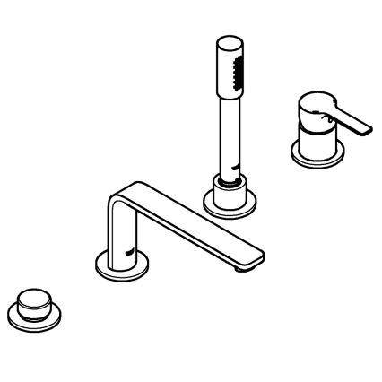 GROHE 19577001 - Set miscelatore vasca a quattro fori LINEARE, cromo lucido
