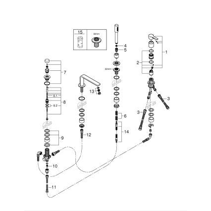 GROHE 19577001 - Set miscelatore vasca a quattro fori LINEARE, cromo lucido