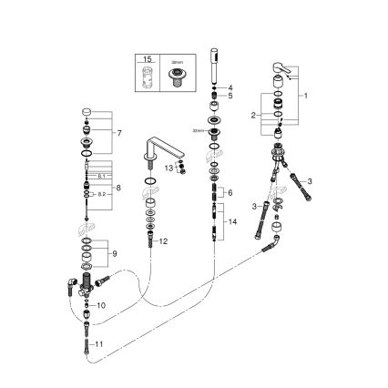 GROHE 19577001 - Set miscelatore vasca a quattro fori LINEARE, cromo lucido