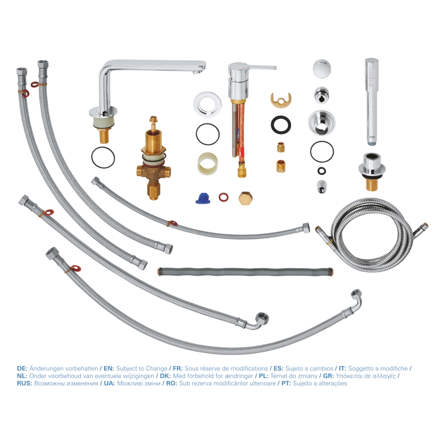 GROHE 19577001 - Set miscelatore vasca a quattro fori LINEARE, cromo lucido