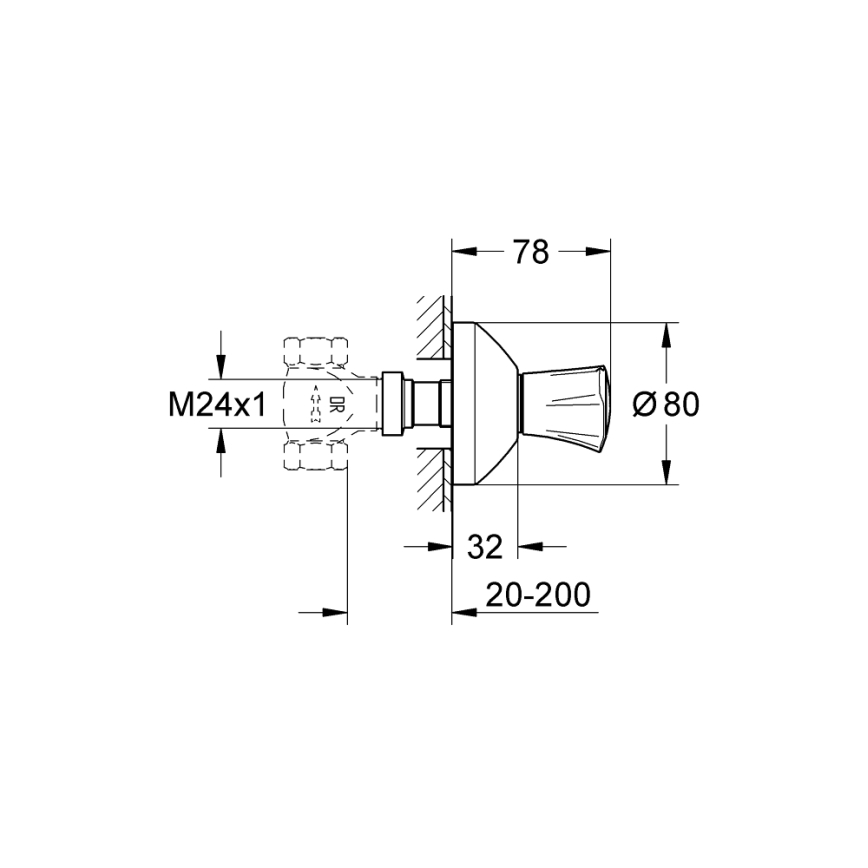 GROHE 19806001 - COSTA L Finitura valvola incassata 20-200 mm, cromo lucido