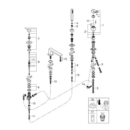 GROHE 19897001 - Miscelatore vasca EUROCUBE a 4 fori, cromo lucido