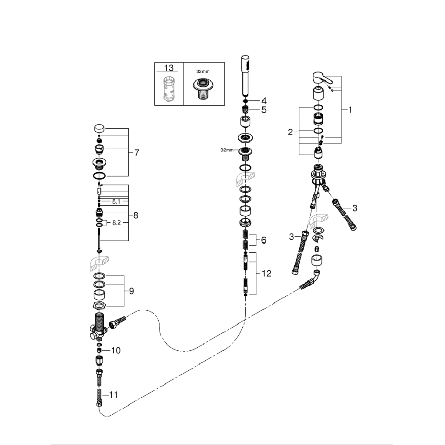 GROHE 19965001 - Miscelatore per vasca a tre fori LINEARE, cromo lucido