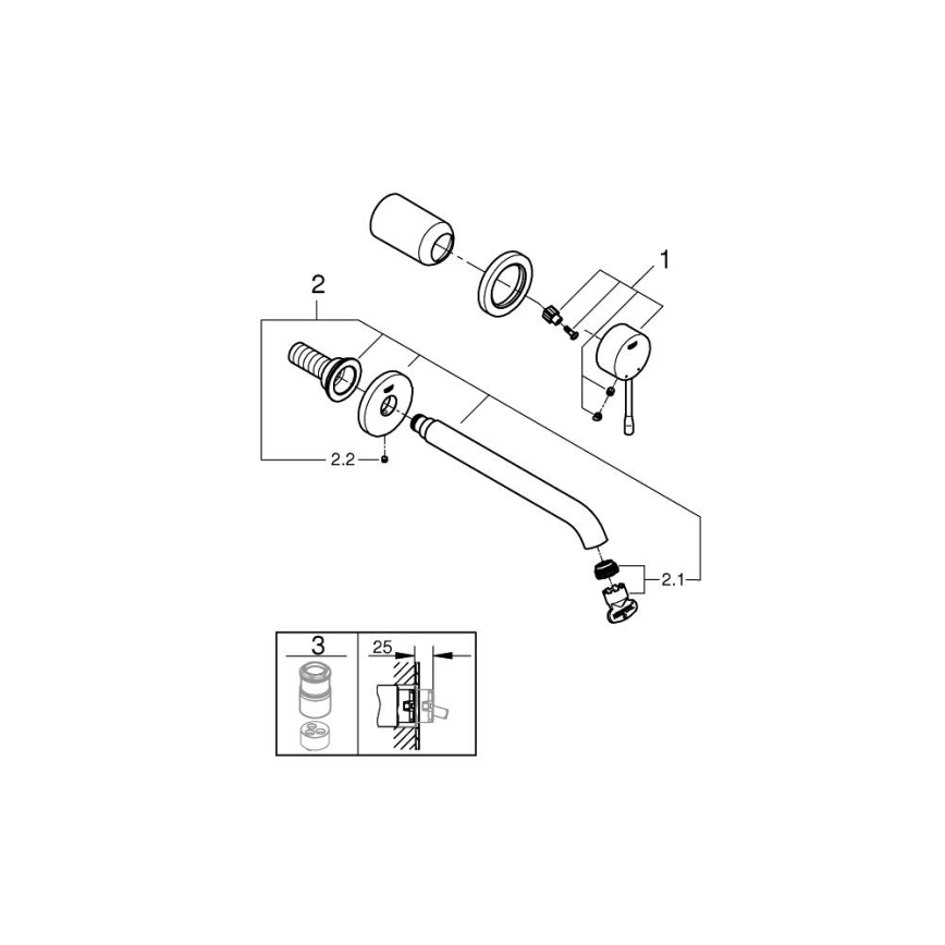 GROHE 19967DL1 - Miscelatore per lavabo a due fori ESSENCE 230 mm ramato