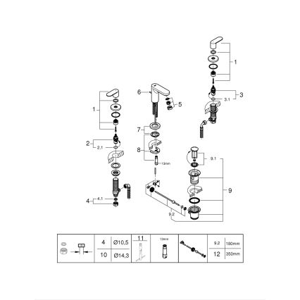 GROHE 20187000 - EUROSMART COSMOPOLITAN DN 15 Miscelatore lavabo a tre fori, cromato