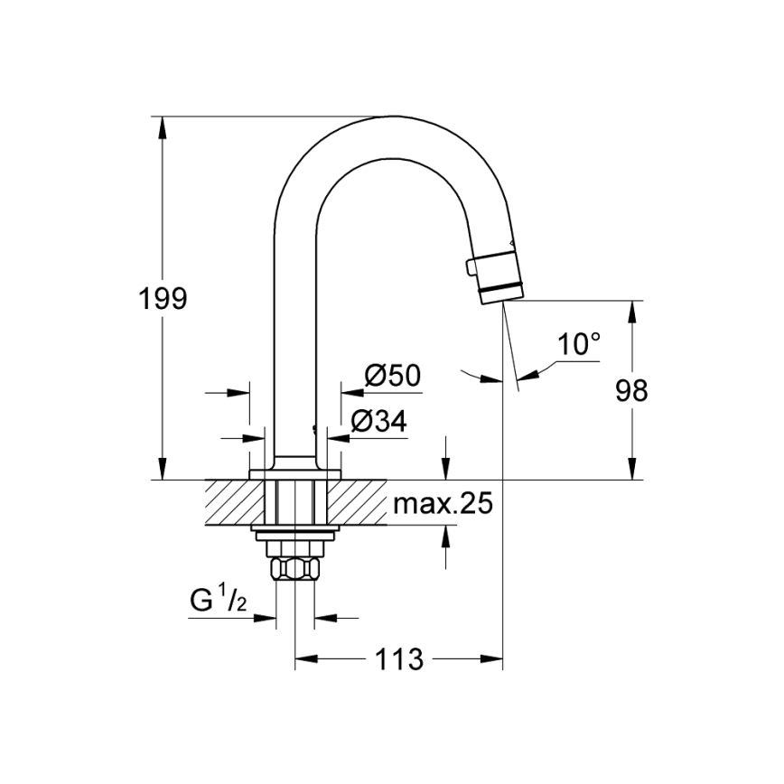GROHE 20201000 - Valvola universale da incasso 113 mm, cromo lucido