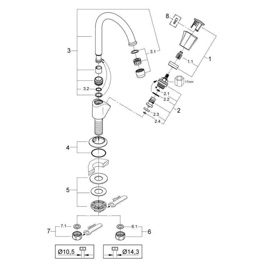 GROHE 20393001 - COSTA L Valvola da incasso DN 15, cromo lucido