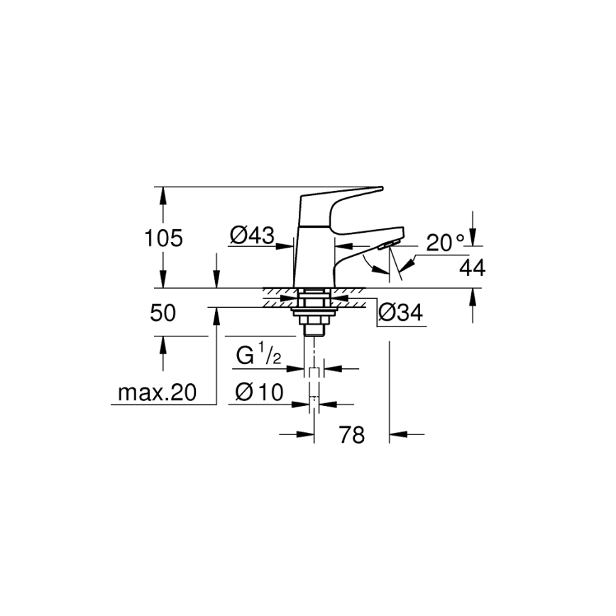 GROHE 20577000 - Valvola da banco START FLOW DN 15 cromo lucido