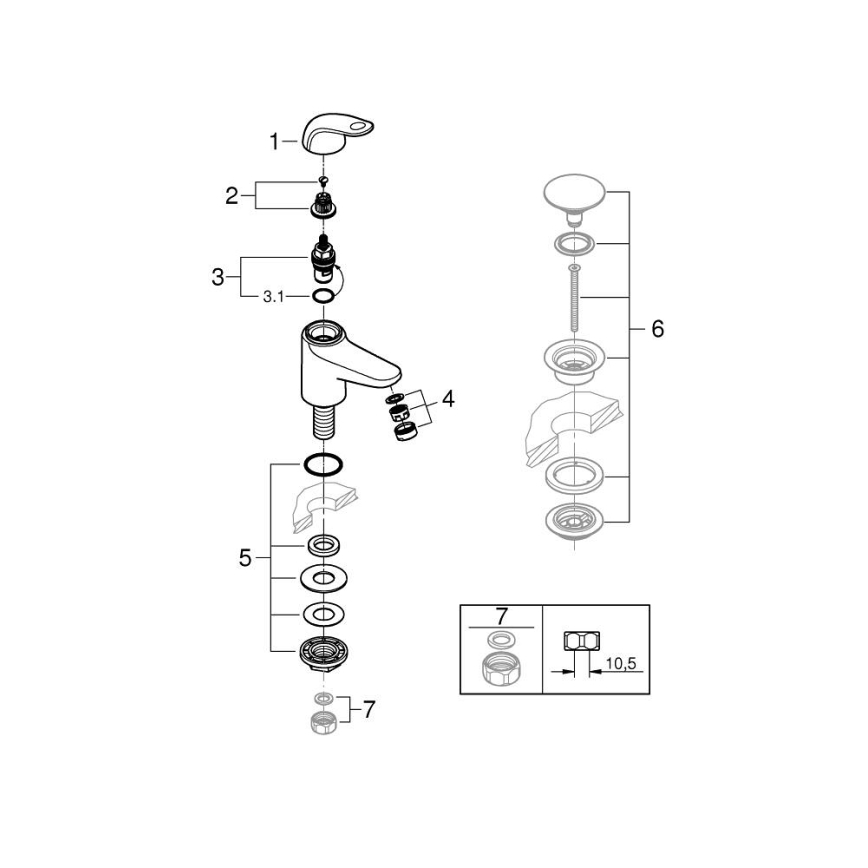 GROHE 20617001 - Valvola da banco SWIFT XS, cromata lucida