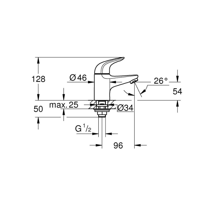 GROHE 20617001 - Valvola da banco SWIFT XS, cromata lucida