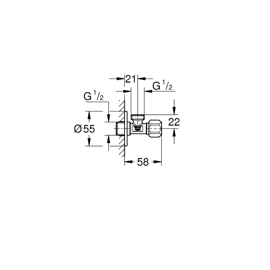 GROHE 22025000 - Valvola ad angolo UNIVERSAL DN 15, cromo lucido