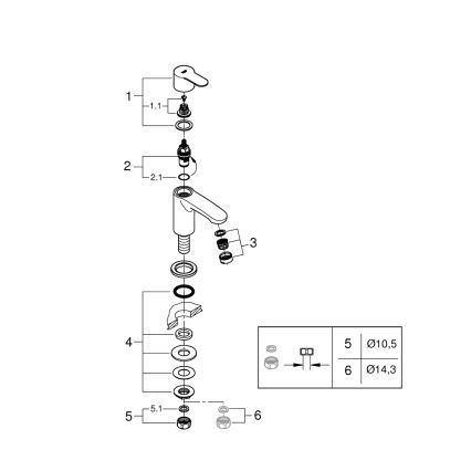 GROHE 23039002 - Miscelatore monocomando per lavabo EUROSTYLE COSMOPOLITAN taglia XS cromato