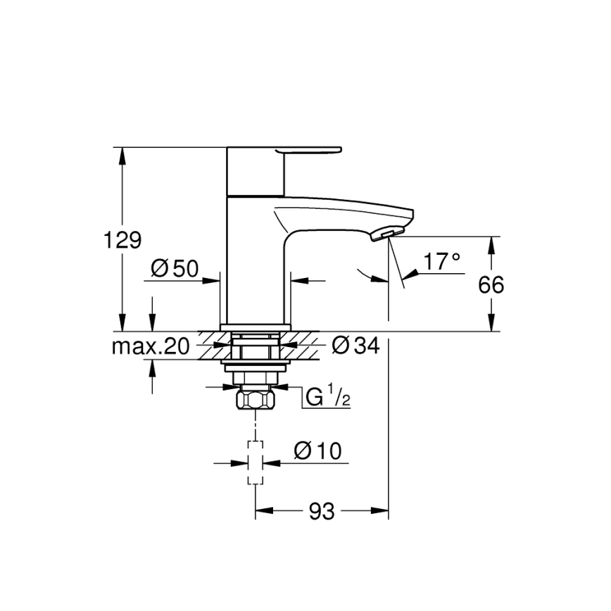 GROHE 23039002 - Miscelatore monocomando per lavabo EUROSTYLE COSMOPOLITAN taglia XS cromato