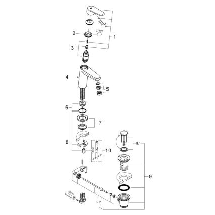 GROHE 23049002 - Miscelatore lavabo EURODISC COSMOPOLITAN, misura S, cromato