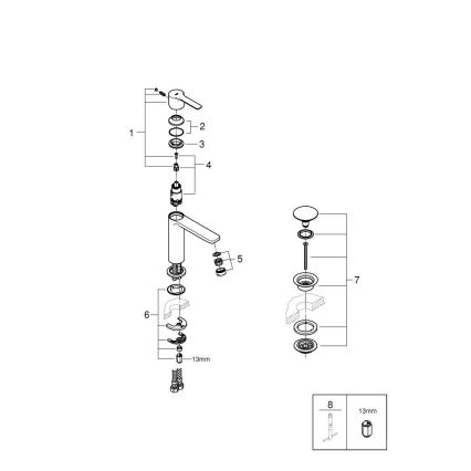 GROHE 23106AL1 - Miscelatore per lavabo LINEARE, misura S, finitura grafite