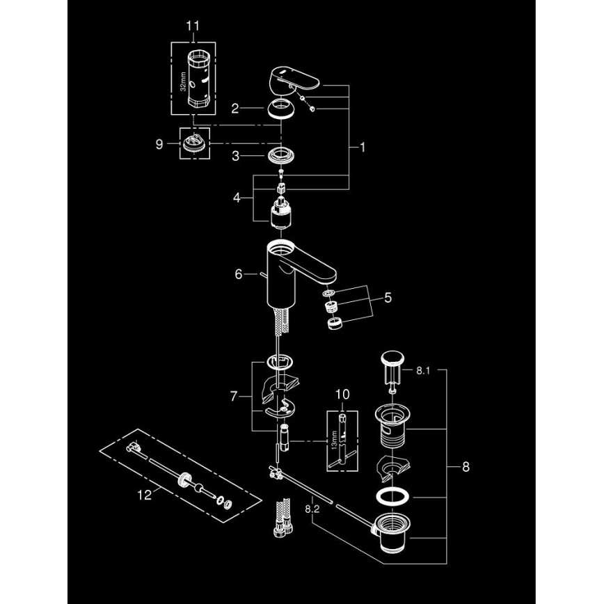 GROHE 23325000 - EUROSMART COSMOPOLITAN Miscelatore lavabo misura M cromato
