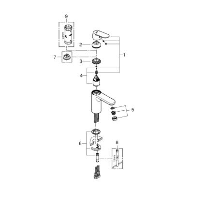 GROHE 23327000 - Miscelatore per lavabo EUROSMART COSMOPOLITAN DN 15, taglia M, finitura cromata