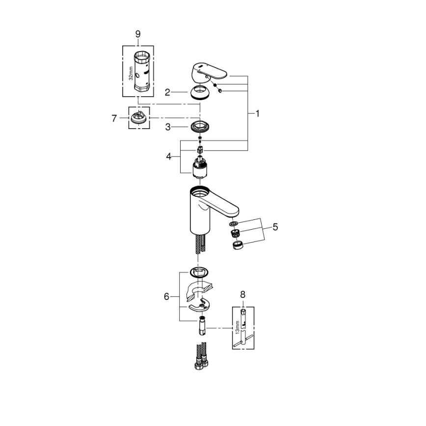 GROHE 23327000 - Miscelatore per lavabo EUROSMART COSMOPOLITAN DN 15, taglia M, finitura cromata