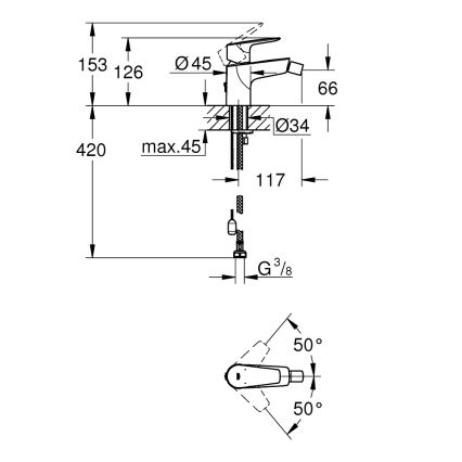 GROHE 23332001 - Miscelatore per bidet BAUEDGE misura S, cromato lucido