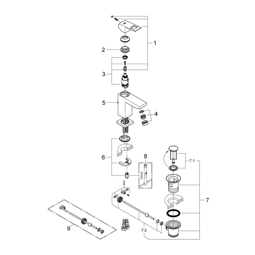 GROHE 2339000E - Miscelatore lavabo EUROCUBE DN 15 cromato lucido