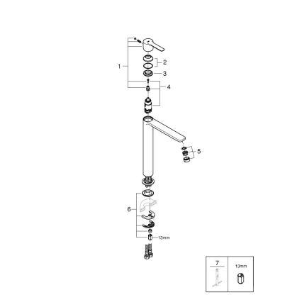 GROHE 23405AL1 - Miscelatore monocomando per lavabo LINEARE, taglia XL, finitura grafite