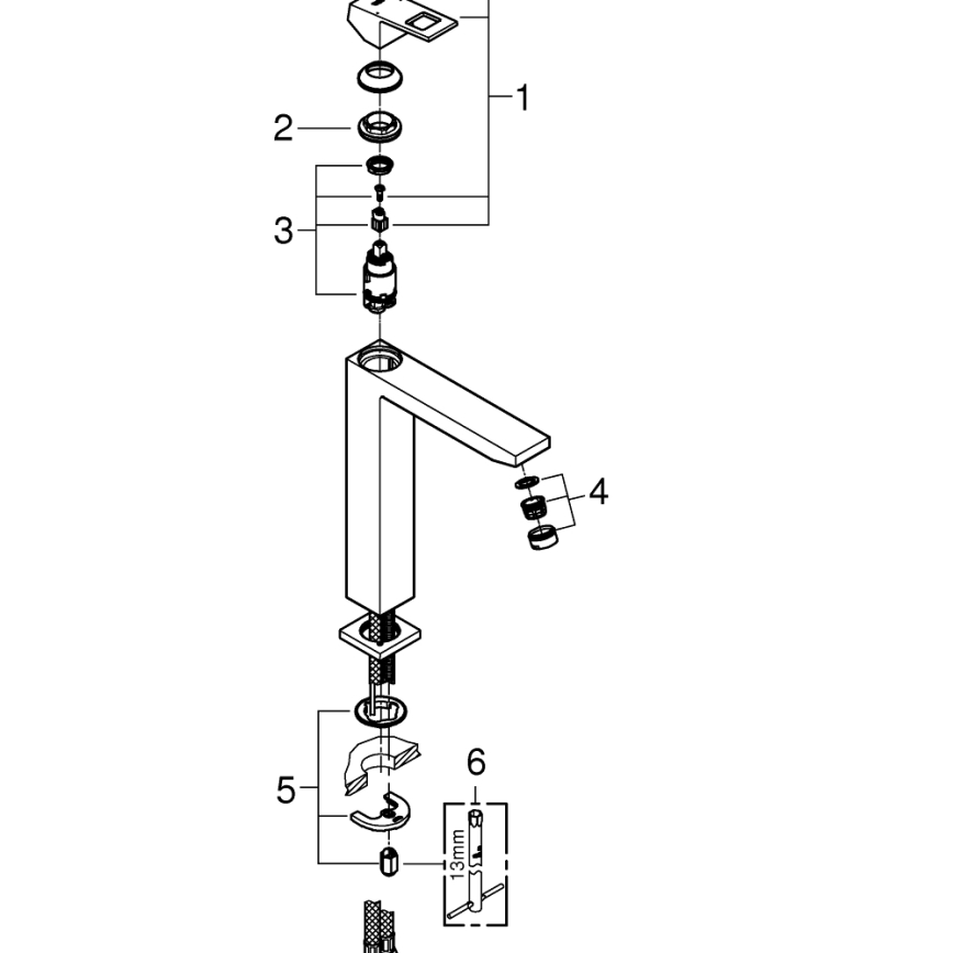 GROHE 23406000 - Miscelatore lavabo EUROCUBE XL cromato lucido