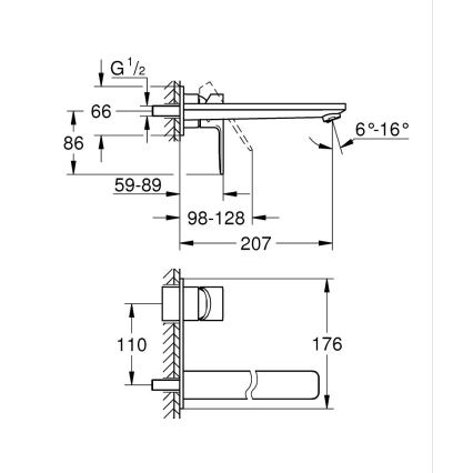 GROHE 23444AL1 - Miscelatore per lavabo da incasso LINEARE 207 mm, grafite